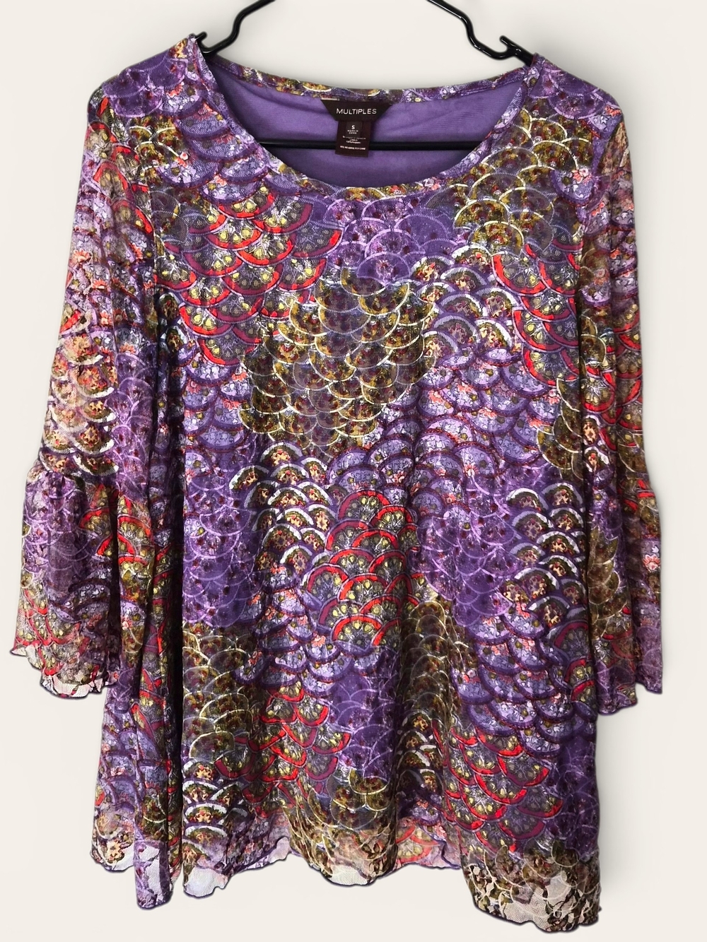 Multiples Purple Metallic Patterned Women's Blouse